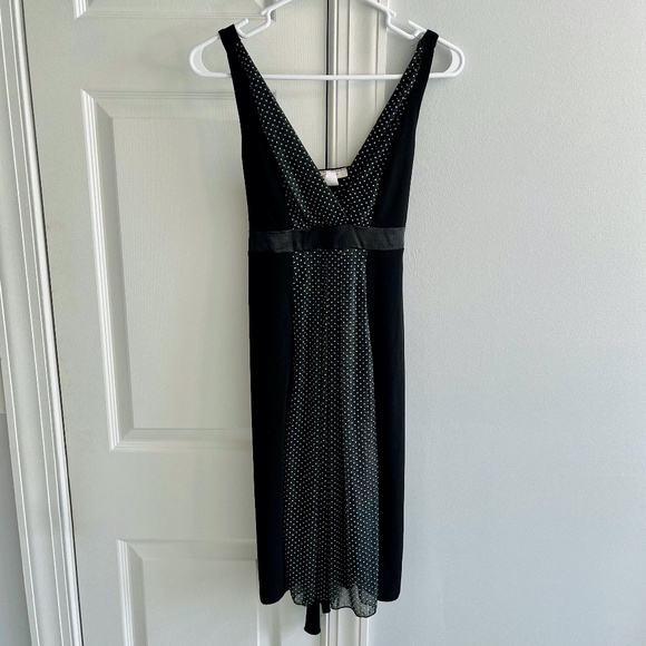 Vintage Sunflower Polka Dot A-Line V-Neck Dress M - Picture 1 of 5